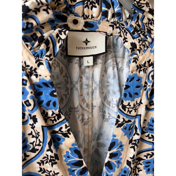 Tuckernuck Golden Medallion Crawford Dress Size Large Blue Cotton Mini - Picture 6 of 8